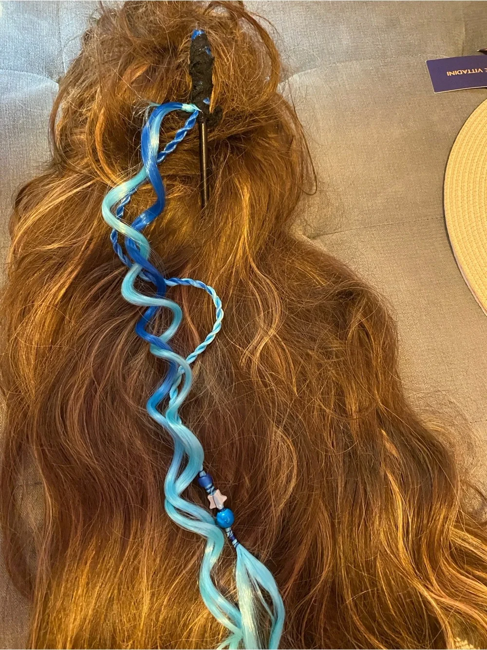 Bright Blue Curly Hair Extension Accent